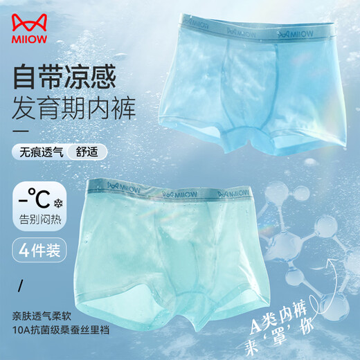 
Cat man [4] teen underwear for men ice silk summer thin breathable development period boy underwear medium big boy boy