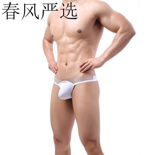 长夜漫漫男士情趣内裤男冰丝丁字裤性感内裤低腰青年诱惑激凸裤衩 红色 M