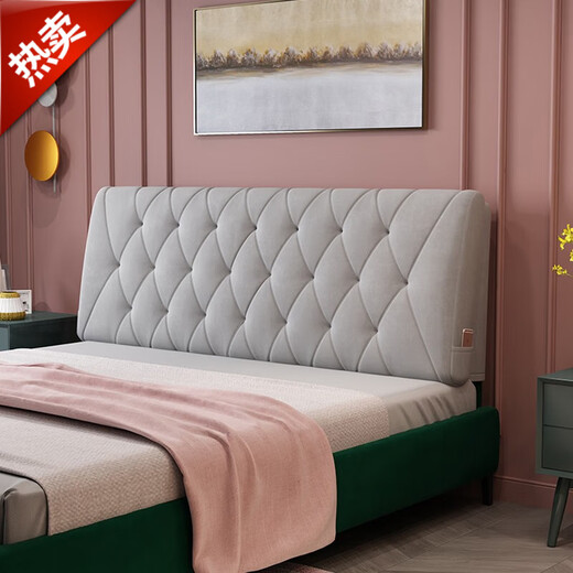 Baifei bedside cushion soft bag large backrest 2023 new pillow tatami back pillow bed back cushion bed cushion cover clear water gray-diamond width 120*height 60*6cm thick