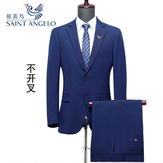 Announcement Bird Suit Men's Wool Business Banquet Two-piece Wedding Dress Professional Formal Wear 6668 Sapphire Blue (Double Slit) XL 180/52 (Suitable for 145-160 Jin Jin equals 0.5 kg)