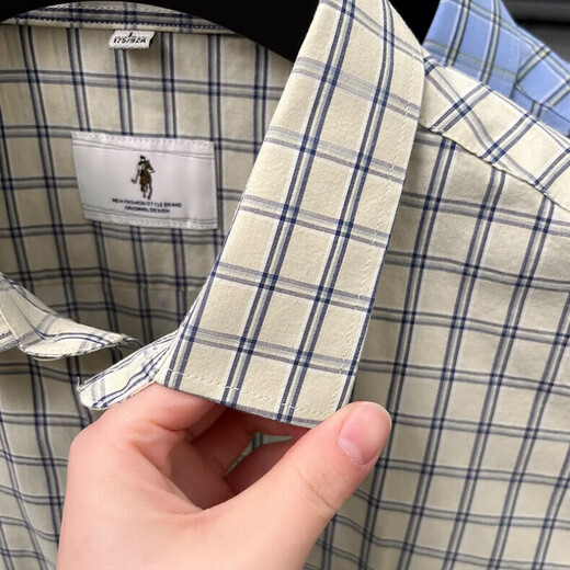 
Kangaroo (DaiShu) pure cotton summer new men's short-sleeved shirt business casual plaid half-sleeved men's top shirt middle-aged and young AN15271 khaki L