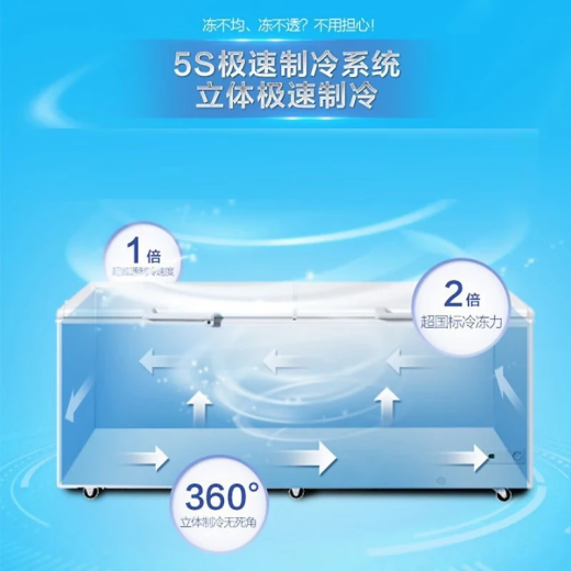 海尔（Haier）冰柜商用369/519/829超低温全冷冻单温大型冷藏卧式冰箱速冻急冻大容量旗舰冷柜家用 719升-38度超低温长1.86米 719L