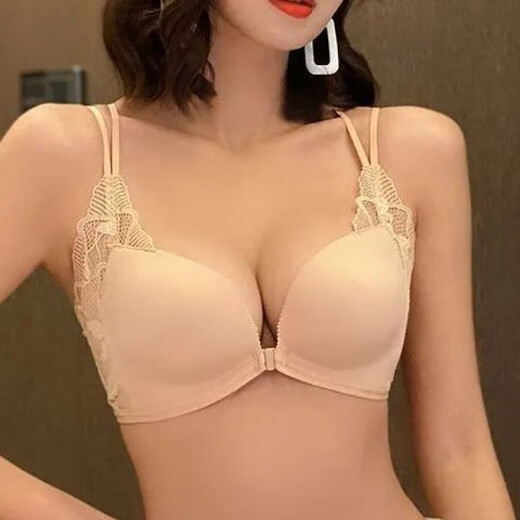 仁爱幕城市加厚文胸内衣女小胸专用聚拢显大无钢圈不空杯调整型前扣式无痕 9721-黑色 70A 32B