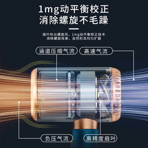The same German quality hair dryer as Xiaomi Snail, home dormitory, silent negative ion, high power, no harm to hair, 3000W high-speed hair dryer, hair salon, high wind power, hair salon, barber shop, Xinyi Flash Silver Blue Ultimate Edition 3000w-smart gift box