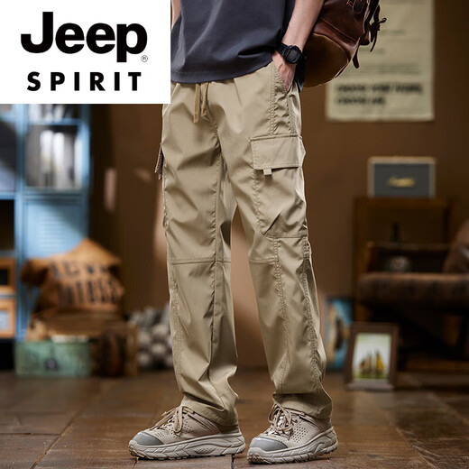 JEEP SPIRIT工装裤男2025新款宽松直筒运动裤青年卡其色裤子男款休闲裤春秋款 卡其 L