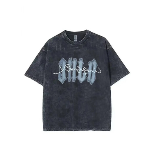 Opeodly American High Street Trendy Brand T-shirt à manches courtes pour garçons Retro Retro Trendy Casual Washing