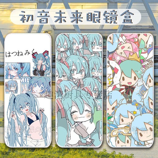 Caja de gafas de núcleo de balsa 2D PERIPHERAL VERDE Cebolla Miku Songbird Almacenamiento de almacenamiento de doble cara personalizado White 1*1*1 cm Caja de gafas-A6195