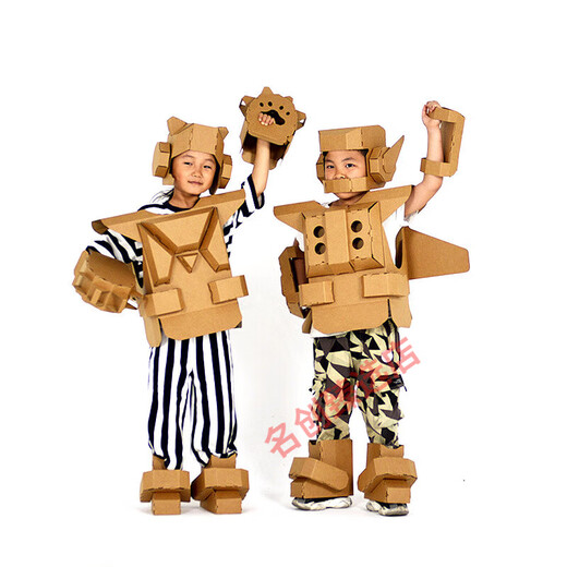 Armor de cartón de cartón portátil para niños Armadura de cartón ambientalmente amigable con el medio ambiente Graffiti Robot Robot Armor de cartón estilo niño
