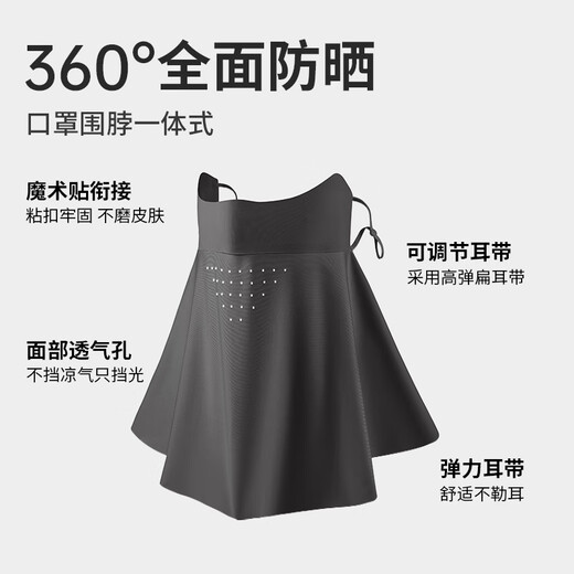 MiiOW sun protection mask for men and women, cycling ear hanging ice silk breathable neck protector, anti-UV fishing sunshade mask