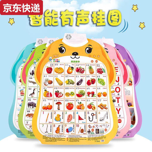 CAOX Baby Audio Early Education Poster Picture Infant and Child Cognitive Speaking Voice Toys Literacy Points Reading Wall Stickers 3 Characters + Transportation + Fruits