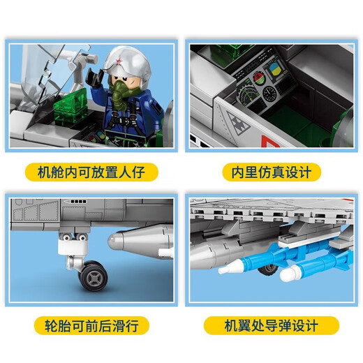 LE11 High-Zhi 18 Mehrzweckrelais Blöcke J20 Kämpfer Military Model Assembly Boy Toy Geschenk Starker 5-köpfiger Streik [679 Partikel]