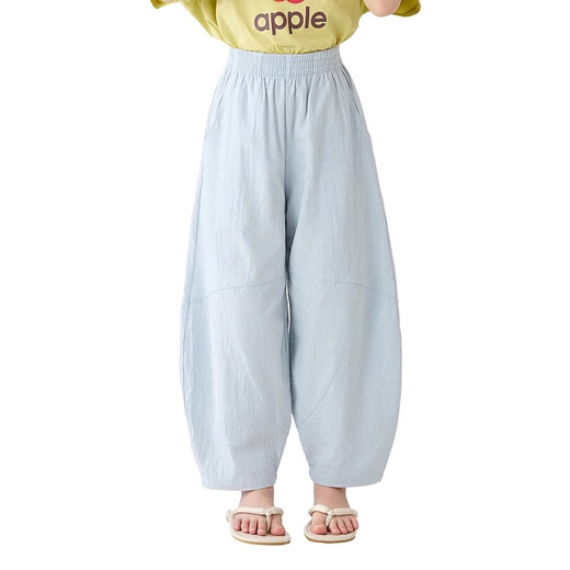 
Ikano I.KARNOW girls' pants summer 2025 new children's pure cotton cool scimitar wide-leg pants for girls summer thin casual pants 15273 blue scimitar pants 130