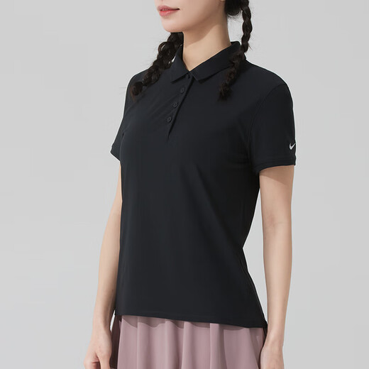 耐克（NIKE）速干POLO衫女子薄款透气翻领T恤夏季新款短袖运动服 黑色FN3895-010 S