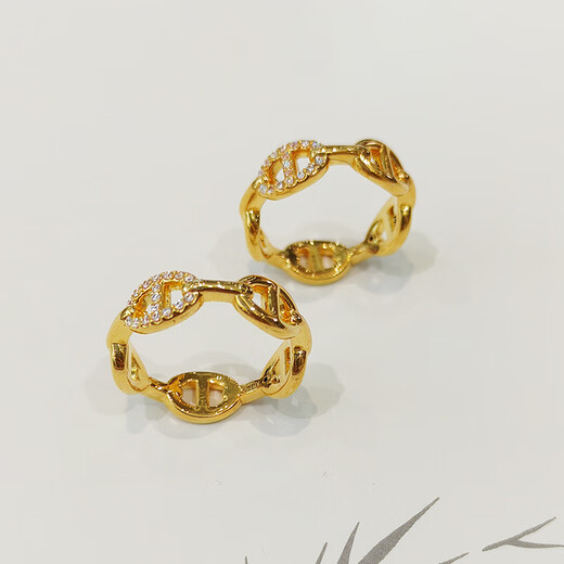 Lie Rui original versatile ring 2025 new light luxury fashion design high quality gift for girlfriend and best friend 18K gold moissanous pig nose ring No. 12