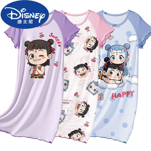 迪士尼（Disney）儿童睡衣薄款夏季莫代尔大童女童睡裙亲子家居服哪吒2025新款女孩 1M--ST-12415 170 12码(120-130)cm