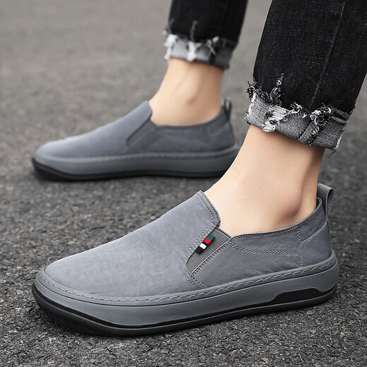 XIANGYUANGE canvas shoes men's summer 2025 new men's one-foot shoes old Beijing cloth shoes casual soft sole work men's shoes gray 42 (260mm)