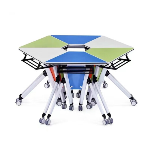 La silla plegable mesa de entrenamiento sala de entrenamiento de grabación silla combinación móvil empalme de la actividad del grupo hexagonal de la sabiduría del trapezoidal W878*D595*H750