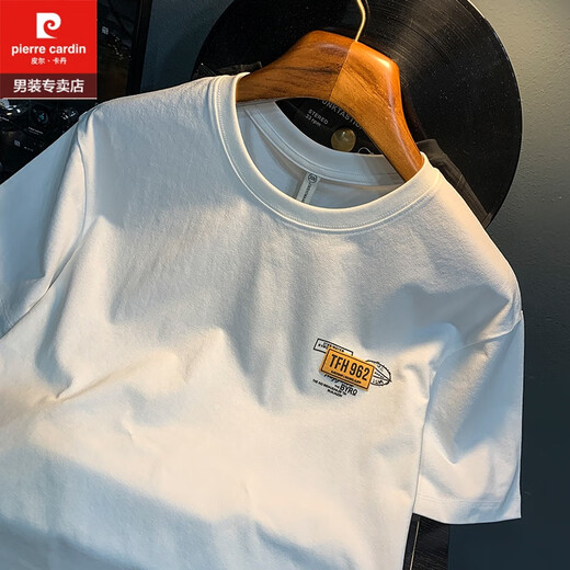 
Pierre cardin white T-shirt men's summer new high-end trend printed T-shirt American light luxury Xinjiang cotton comfortable short-sleeved T-shirt white [JSW9906 white] M suitable for 90-108 Jin [Jin equals 0.5 kg] wear