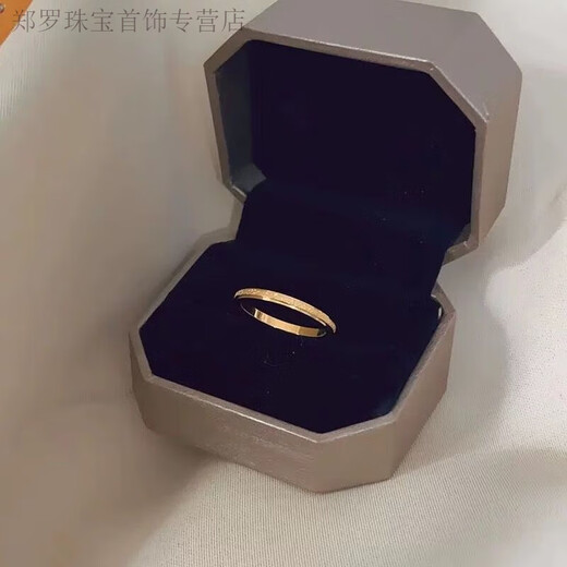 RSRDDY Old Phoenix Authentic Gold Pigment Ring Frosted Simple Index Finger Ring Sand Gold Fashionable Men and Women Gold Ring 2MM Gypsophila Same Style Same Style Ring No. 9 125-150Jin Jin is equal to 0.5 kg Same Style Same Style