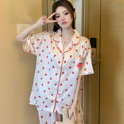 MODAL 2025 Été Nouveau printemps et automne Nouveau pantalon à manches courtes sucré et mignon Couverture de pyjamas à manches courtes peut être portée sur les vêtements extérieurs de la soie de glace de haute qualité 9905 [pantalon à manches courtes] M [80-100jin suggéré [Jin est égal à 0,5 kg]]]