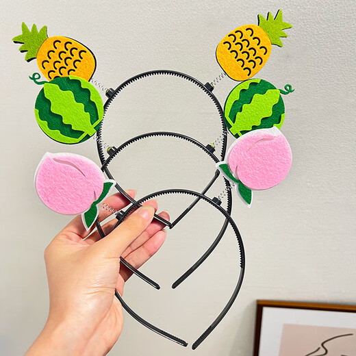 Zi Jiafu Children's Day Decorative Hair Accessories Sports Games Performance Props Watermelon Strawberry Banana Fruit Spring Headband Hairpin Strawberry Spring Headband