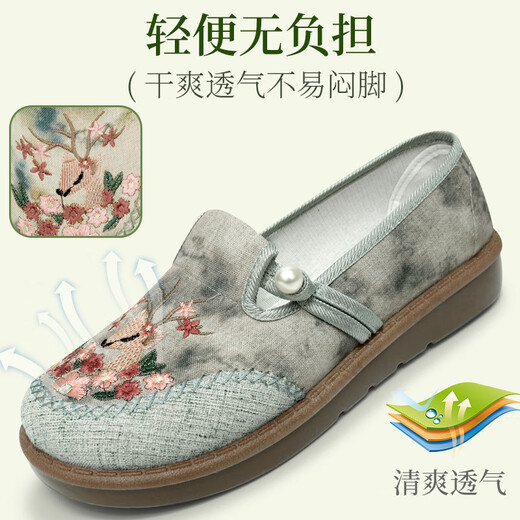 
Yidisen 2025 spring new old Beijing cloth shoes for women versatile non-slip embroidered shoes lazy people kick flat mother shoes pink 37 (235mm)