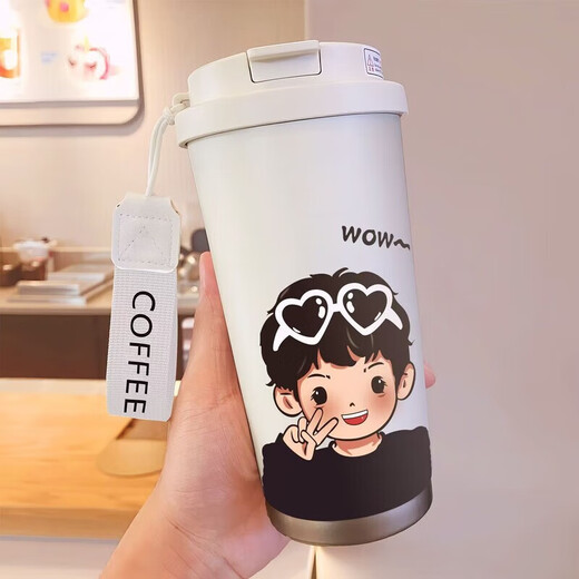 情侣杯一对有意义的水杯男女情侣保温杯一对家用便携大容量水杯 【DX825比耶女孩】咖啡保温杯