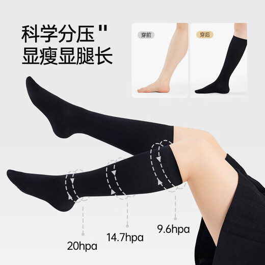 JKN large size pressure calf socks for women in autumn and winter, slight pressure to make you slim, fat mm with thick legs, jk white and black over-the-knee stockings