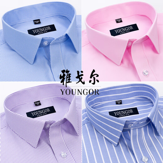 
MAYOR Yageo Short Sleeve Shirt Men's 2025 New Pure Cotton No-Iron Middle-aged Casual Real Pocket Professional Formal Shirt 6625 41 (Suggested 158-168Jin [Jin equals 0.5 kg])