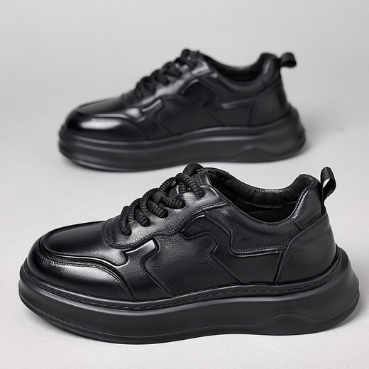 Modeband neue Frühlingsschuhe für das echte Leder von Männern dicker alleiniger Sportarten weiße Schuhe für Herrenschuhe für Herren High-End und Handsome 12033 Brown (Top-Layer Cowide 38