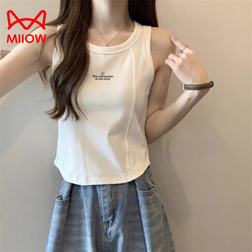 猫人（MiiOW）吊带背心女春夏季宽松设计感小众外穿无袖t恤内搭打底鱼骨上衣潮 312-688杏 XL