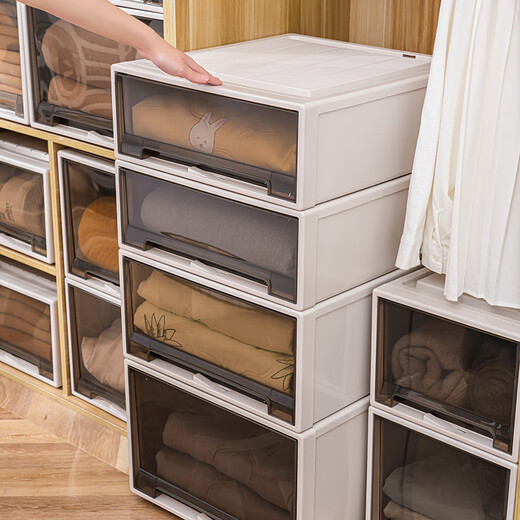 Armoire de trait de trait de rangement boîte de rangement de rangement de rangement ménage de garde-robe organisateur de vêtements en plastique armoire de rangement de rangement deux packs [larme] nouveau modèle [3523] profond 50 * largeur 35 * high 23cm