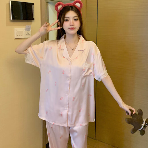 Modal ice silk pajamas for women in 2025 summer new short-sleeved trousers sweet summer thin home clothes for women high quality-YFY9905 [short-sleeved trousers] M [Suggested 80-100Jin [Jin equals 0.5 kg]]