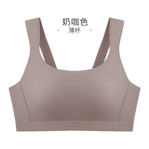 Qianami Seamless Sports Bra for Women with Large Breasts, Small Breast Reduction Bra, Pilates Shockproof Thin Bra, Milk Coffee Color 80C D