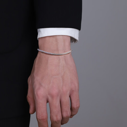 Elegant pigeon silver bracelet for boys and men, men's silver jewelry bracelet, simple and elegant, trendy, niche, cold and simple, snake bone bracelet, fox tail bracelet 21cm