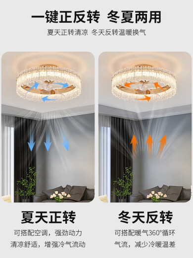 OPP Lighting (Opple) Neueste Opp Crystal Lüfter Licht 2024 Neues Wohnzimmer Licht Hauptschlafzimmer Leuchte Decke mit elektrischem Ventilator schüttelt Kopf Restaurant 12033 Gold Decke 50 cm Wuji + schütteln
