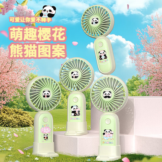 六足蚁新款熊猫卡通台式手持小风扇USB充电迷你静音便携式电扇 6169A熊猫 工厂///跨境