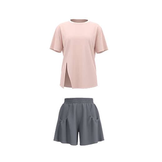 麓格立瑜伽服套装运动套装女健身春夏季宽松显瘦速干衣跑步服普拉提健身 开叉瑜伽短裤套装【粉色】 XL 【建议115-135斤】