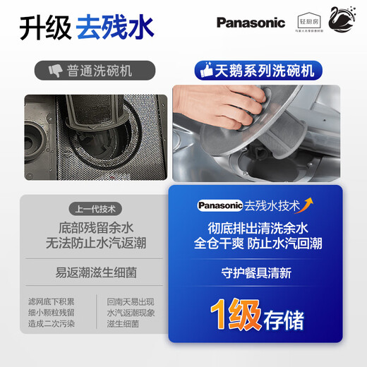 Panasonic Black Swan built-in dishwasher, 19 sets of three-layer dish baskets, Nanoyi 30-day first-level storage, 135 independent drying, super five-star disinfection, kitchen goodies 2M8