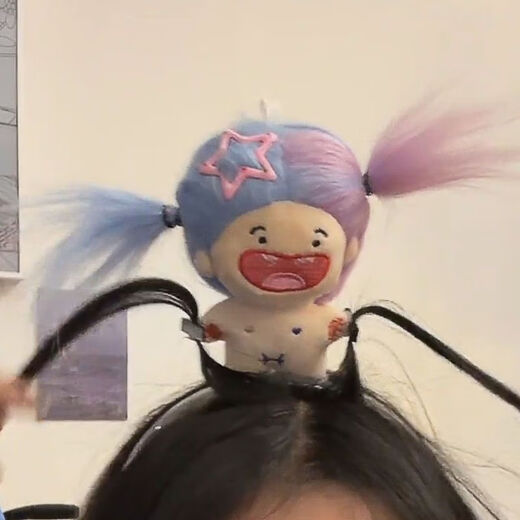 Oein funny hair hoop female hair hoop face wash funny hair clip female hair hoop cute funny headwear hair clip creative hair hoop purple and blue doll hair clip