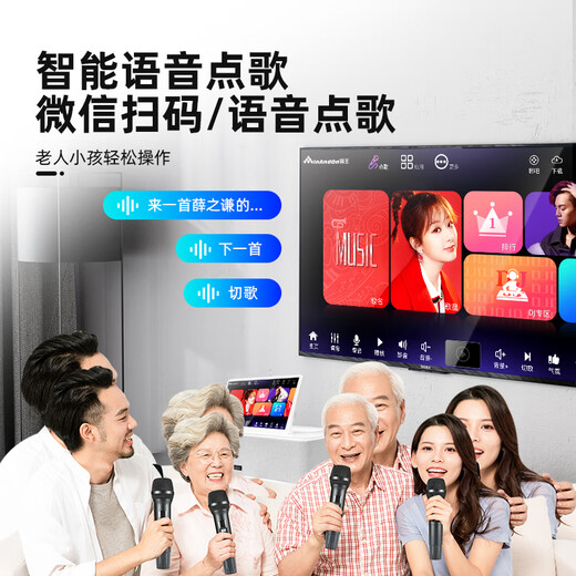 InAndOn音王 点歌机一体机 家庭ktv点歌台音响套装 卡拉ok点唱机 高清触摸屏点歌台  智能语音点歌设备 台式一体机+音响+功放+1T【黑色】