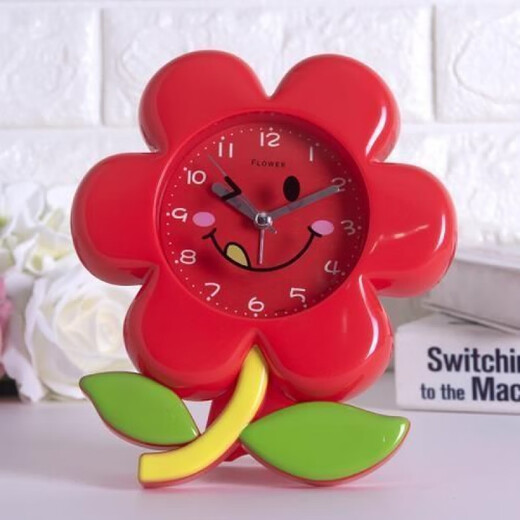 岚立仕可爱学生闹铃床头个性电子马蹄闹钟卧室创意儿童卡通花朵简约时尚 7029太阳花黄