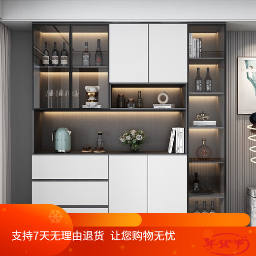 Muxituo sideboard light luxury modern simple living room storage cabinet cupboard kitchen storage cabinet wine cabinet household tea style 15280*40*220+ induction light