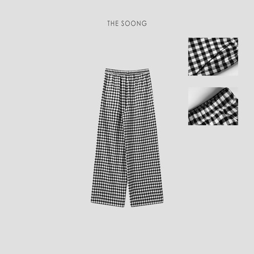 Le pantalon Soong / Plaid Pantalon classique en noir et blanc à plaid contrasté Soft Summer Mid-Wide-leg-leg décontracté Pantalon 6623 Plaid noir et blanc en avant-vente [Code de carte petit] 36 (tour de taille 62) [105jin [Jin est égal à 0,5 kg]]]