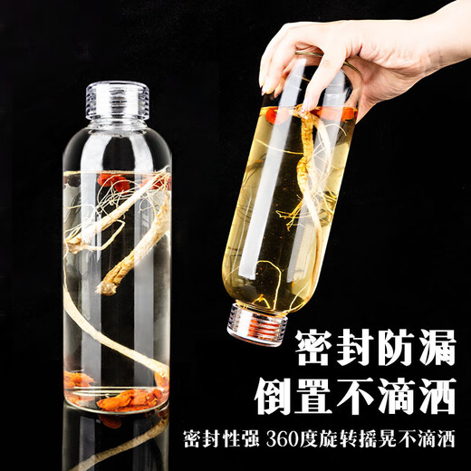 Hoch Borosilikat Glasweinflasche Haushalt großer Kapazität Ginseng Kalt eingeweichter versiegelte Weinflasche 1000 ml Weinflasche leere Flasche Hoch Borosilikatglas-500ml Transparent Plastik Cap-Jm1049