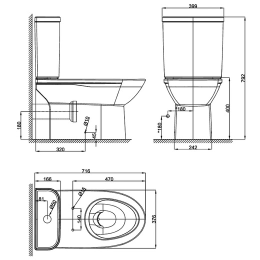 American standard toilet split type flush down toilet slow down cover wall row straight flush 2629/2630 180mm horizontal row