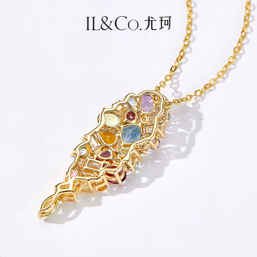 IL&CO Youke Chunhuaying 18K gold natural multi-color gemstone necklace female birthday Valentine's Day gift for wife 18K gold multi-color gemstone necklace