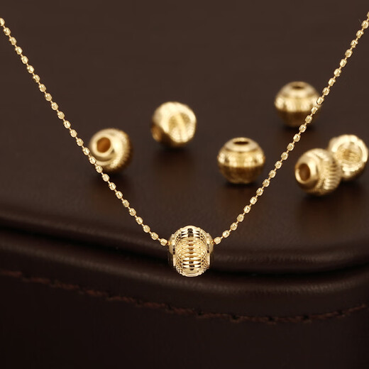 Qianjun Craftsman's Carefully Selected l Pure 18K Gold Pendant for Women Simple Plain Gold Pearlescent Treasure Transfer Beads Chain Pendant Loose Beads Accessories 18K Light Gold Customized