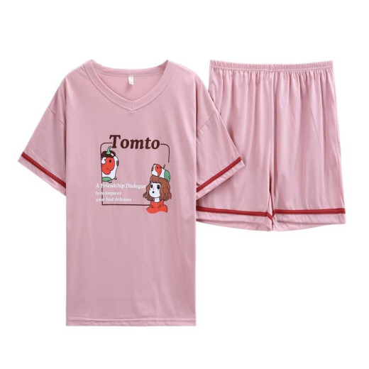 欧妙妤2025新款网红睡衣女夏天ins短袖女士夏季薄款两件套装家居服 胸垫款12611 M (75-95斤)