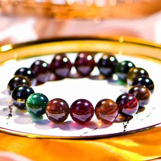 Eternal symbol brand natural crystal Brazilian 7A black rose old mine brown sugar tourmaline bracelet women's gift jewelry grade about 7mm brown sugar tourmaline